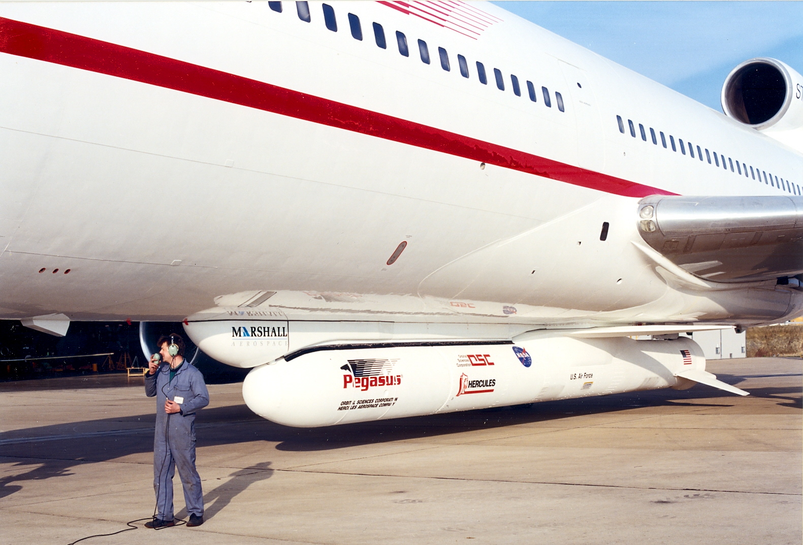 Stargazer - a Lockheed Martin L1011 TriStar modified by Marshall to carry a Pegasus XL satellite launch vehicle.